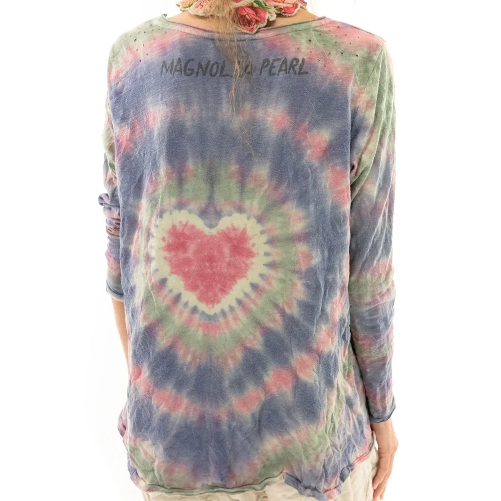 New Magnolia Pearl Love Applique Dylan T Tie Dye Heart Tee Enamour appliqué top - Picture 6 of 16